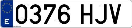 Ejemplo de matrícula española 0376 HJV