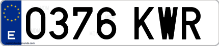 Ejemplo de matrícula de coche ordinaria 0376 KWR
