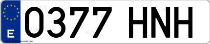 Ejemplo de matrícula española 0377 HNH