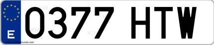 Ejemplo de matrícula española 0377 HTW
