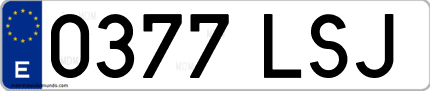 Ejemplo de matrícula de coche ordinaria 0377 LSJ