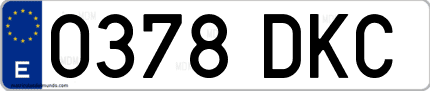 Ejemplo de matrícula de coche ordinaria 0378 DKC