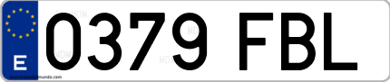 Ejemplo de matrícula de coche ordinaria 0379 FBL