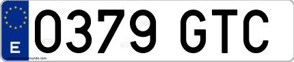 Ejemplo de matrícula de coche ordinaria 0379 GTC