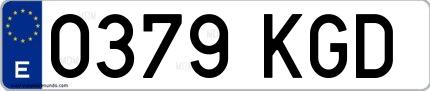Ejemplo de matrícula española 0379 KGD