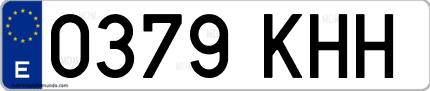 Ejemplo de matrícula de coche ordinaria 0379 KHH