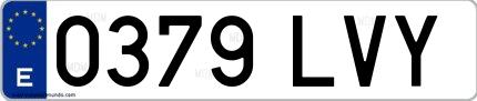Ejemplo de matrícula española 0379 LVY