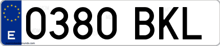 Ejemplo de matrícula de coche ordinaria 0380 BKL