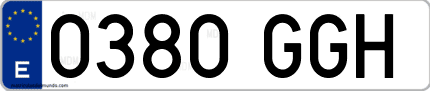 Ejemplo de matrícula de coche ordinaria 0380 GGH