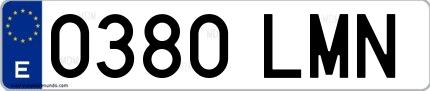 Ejemplo de matrícula española 0380 LMN
