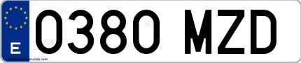 Ejemplo de matrícula española 0380 MZD