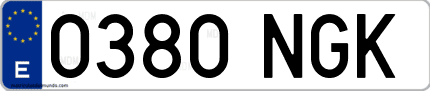 Ejemplo de matrícula de coche ordinaria 0380 NGK