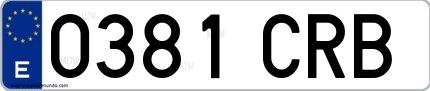 Ejemplo de matrícula española 0381 CRB
