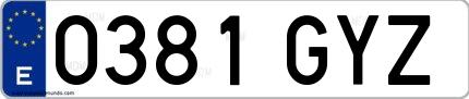 Ejemplo de matrícula española 0381 GYZ