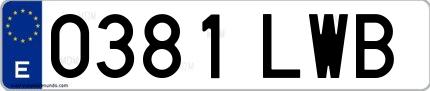 Ejemplo de matrícula española 0381 LWB