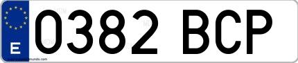 Ejemplo de matrícula española 0382 BCP