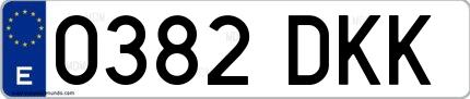 Ejemplo de matrícula española 0382 DKK