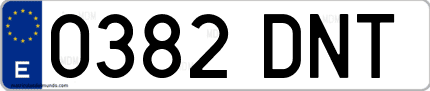 Ejemplo de matrícula de coche ordinaria 0382 DNT