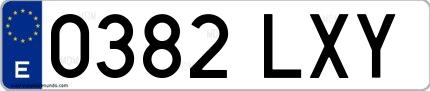 Ejemplo de matrícula española 0382 LXY