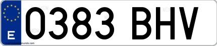 Ejemplo de matrícula española 0383 BHV