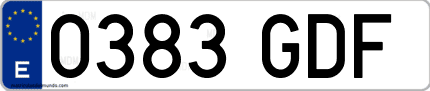 Ejemplo de matrícula de coche ordinaria 0383 GDF
