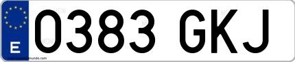 Ejemplo de matrícula española 0383 GKJ