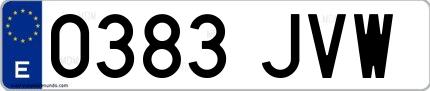 Ejemplo de matrícula española 0383 JVW