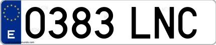 Ejemplo de matrícula española 0383 LNC