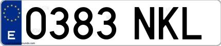 Ejemplo de matrícula española 0383 NKL