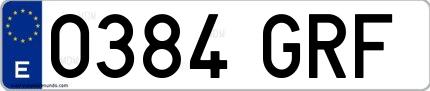 Ejemplo de matrícula española 0384 GRF