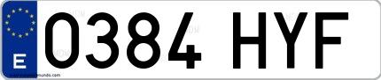 Ejemplo de matrícula española 0384 HYF