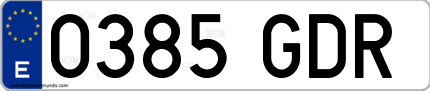 Ejemplo de matrícula de coche ordinaria 0385 GDR
