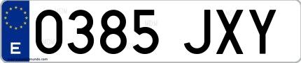 Ejemplo de matrícula española 0385 JXY