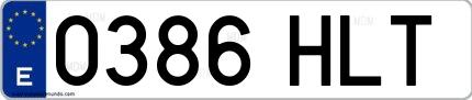 Ejemplo de matrícula española 0386 HLT