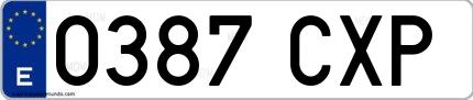 Ejemplo de matrícula española 0387 CXP