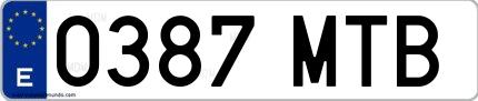 Ejemplo de matrícula española 0387 MTB