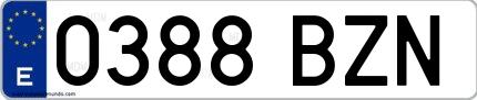 Ejemplo de matrícula española 0388 BZN
