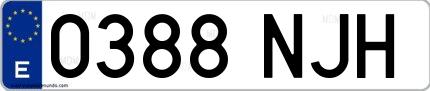Ejemplo de matrícula española 0388 NJH