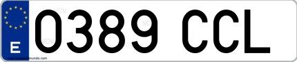 Ejemplo de matrícula española 0389 CCL