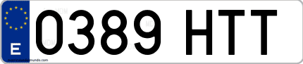 Ejemplo de matrícula de coche ordinaria 0389 HTT
