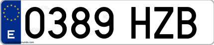 Ejemplo de matrícula de coche ordinaria 0389 HZB