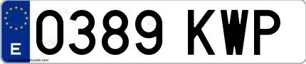 Ejemplo de matrícula española 0389 KWP