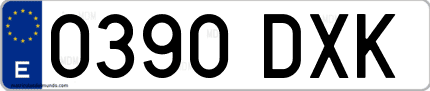 Ejemplo de matrícula de coche ordinaria 0390 DXK