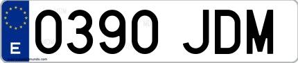 Ejemplo de matrícula española 0390 JDM