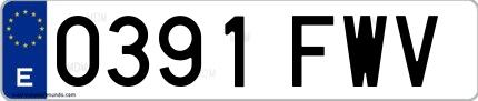 Ejemplo de matrícula española 0391 FWV