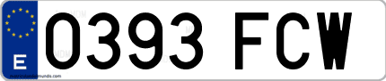 Ejemplo de matrícula de coche ordinaria 0393 FCW