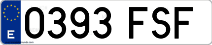 Ejemplo de matrícula de coche ordinaria 0393 FSF