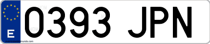 Ejemplo de matrícula de coche ordinaria 0393 JPN