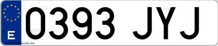Ejemplo de matrícula española 0393 JYJ