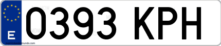 Ejemplo de matrícula de coche ordinaria 0393 KPH